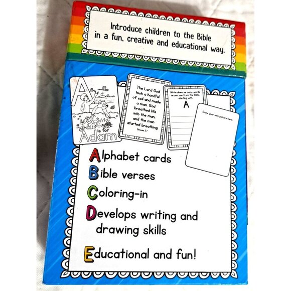 ABC Bible Fun Coloring Cards 52 Double Sided Cards Bible Verses Drawing Fun FLAW - Picture 2 of 4